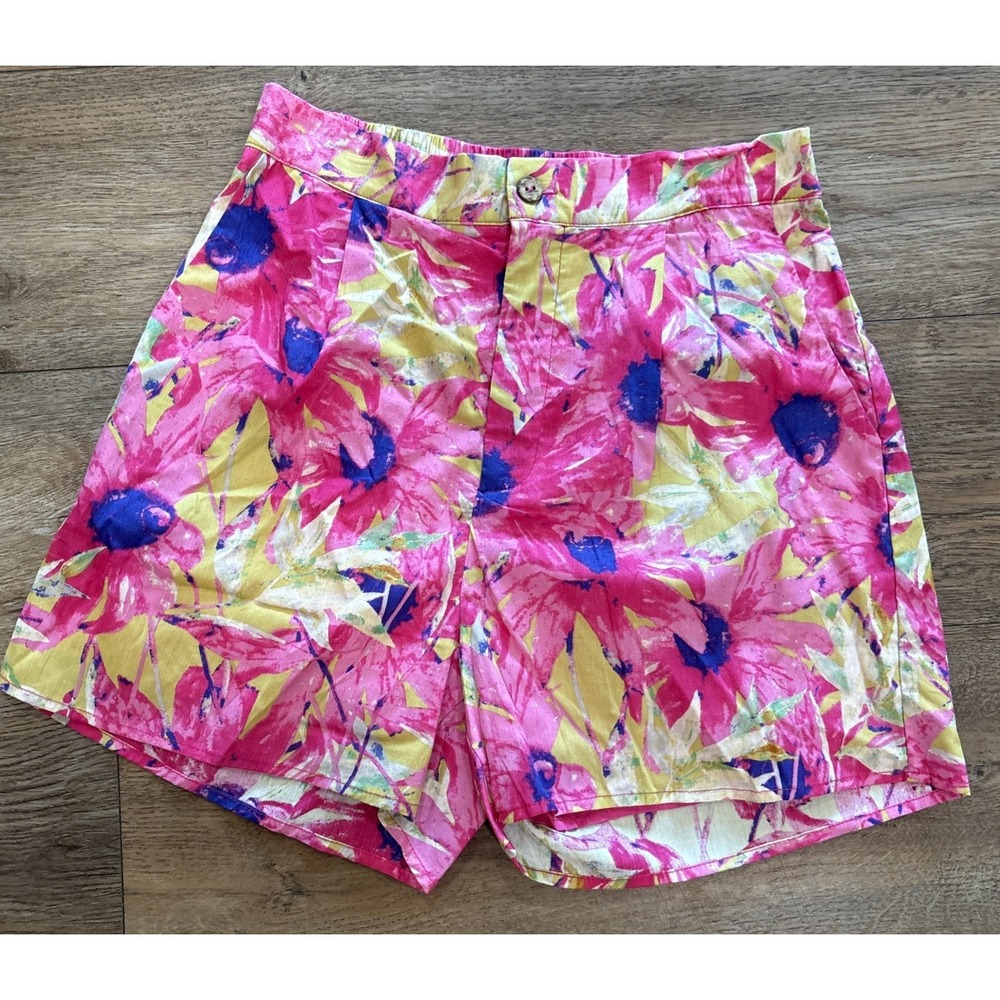 Anthropologie Entro Hot Pink Brightly Printed Floral Shorts Small Summer Beach